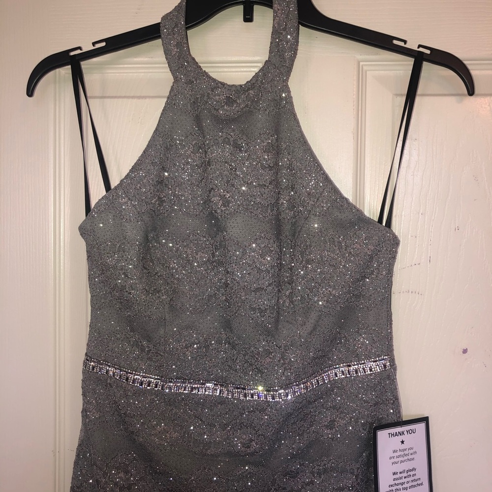 NWT City Studio Juniors' Glitter Lace Dress - Picture 2 of 8